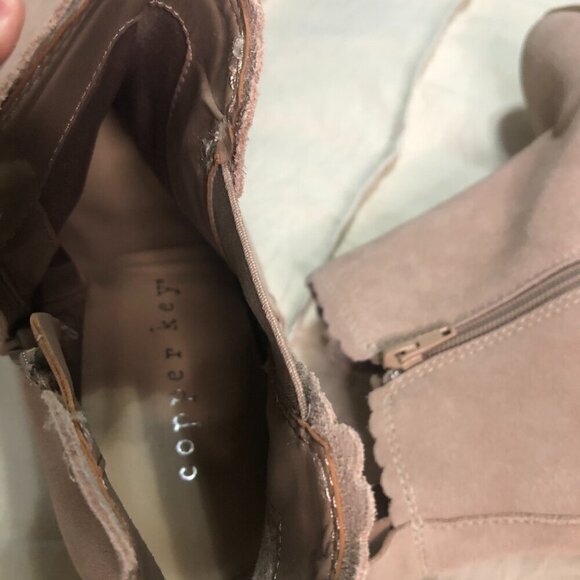 Copper Key brand new Lacey suede scalloped edge wedge booties 9.5 - never worn - Picture 6 of 6